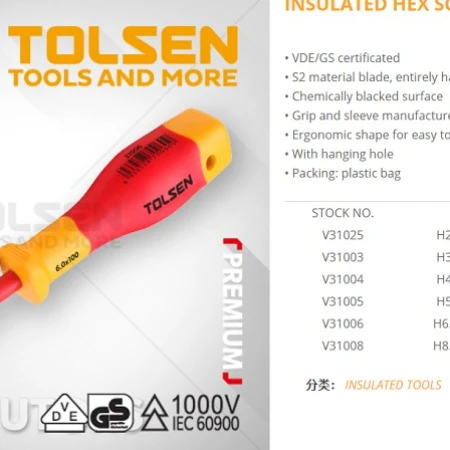 TUA VÍT CÁCH ĐIỆN TOLSEN  V31005 chính hãng 